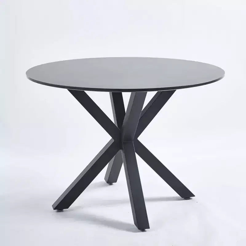 Table basse à piédestal du milieu du siècle, noire, pieds croisés, 42.1
