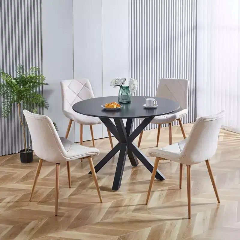 Table basse à piédestal du milieu du siècle, noire, pieds croisés, 42.1