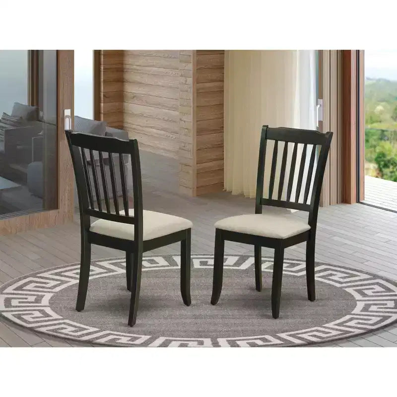 Chaises relax rétro à lattes verticales avec assise en tissu de lin