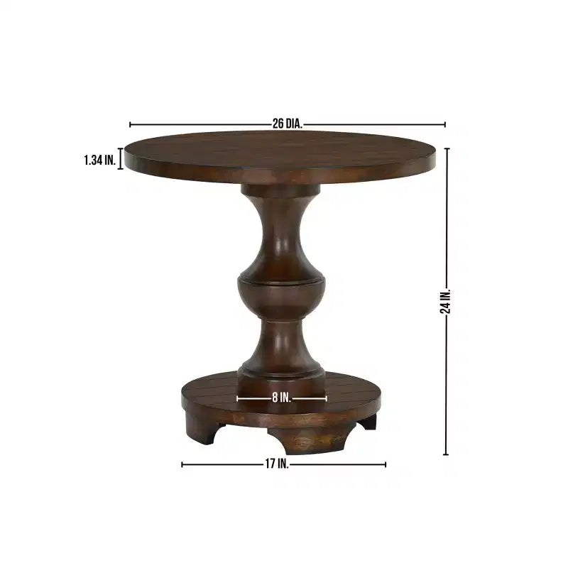 Table d'appoint ronde à piedestal de style traditionnel