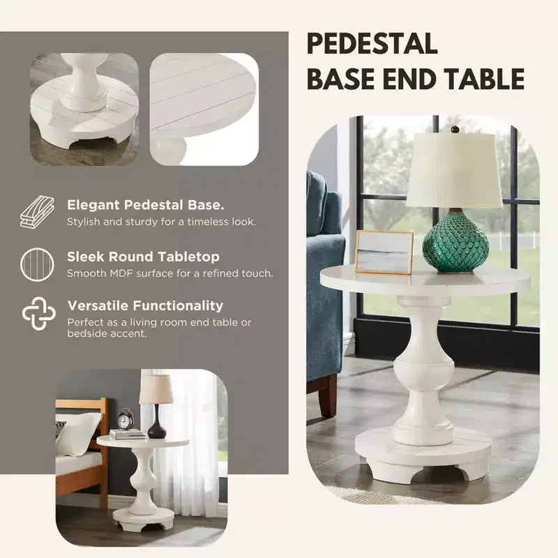 Table d'appoint ronde à piedestal de style traditionnel