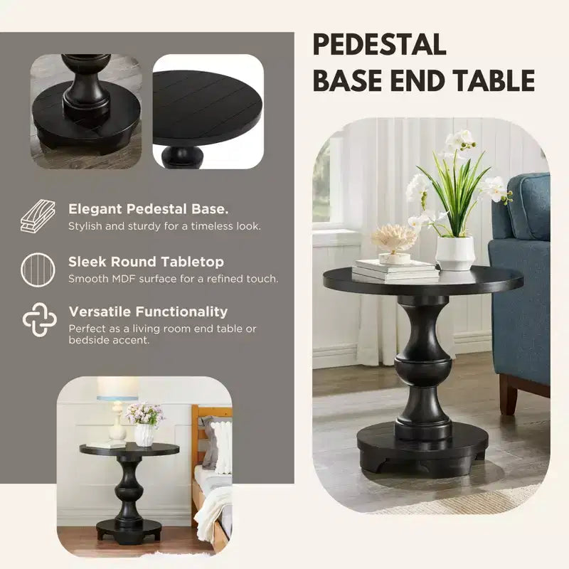 Table d'appoint ronde à piedestal de style traditionnel