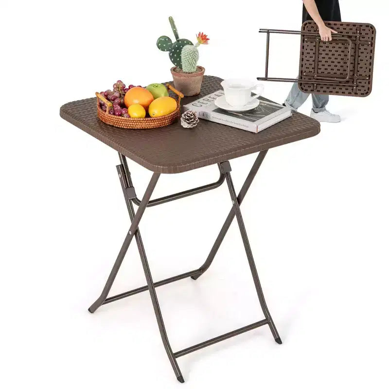 Table pliante carrée 23,5 po en plastique, pour l'intérieur et l'extérieur