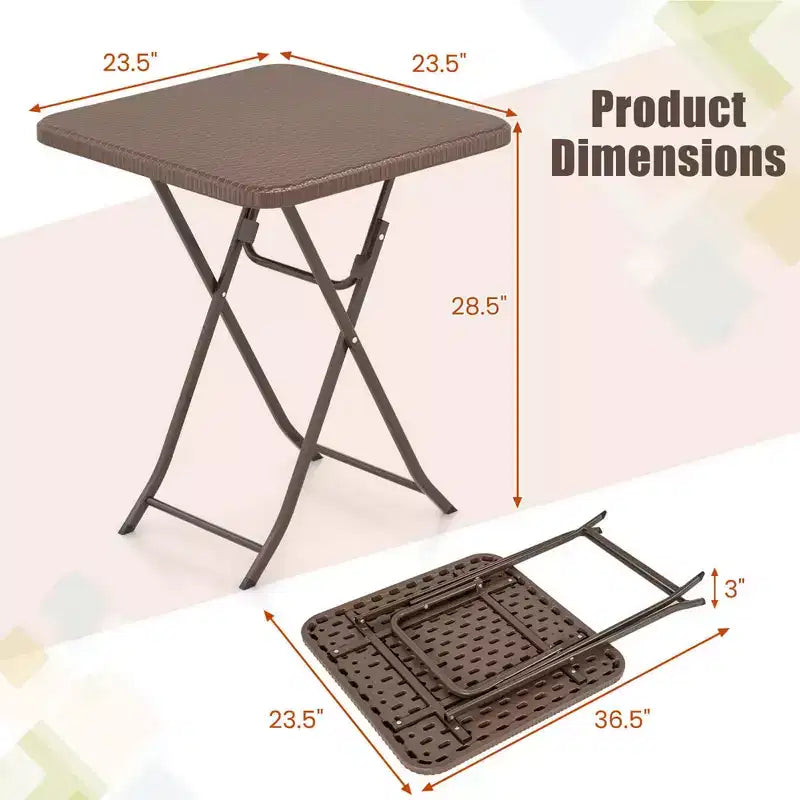 Table pliante carrée 23,5 po en plastique, pour l'intérieur et l'extérieur
