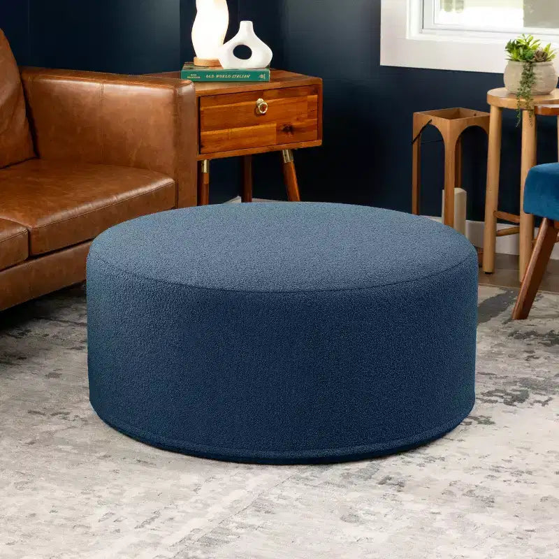 Jaxx Candler Round Couch Ottoman - Oversized Giant Coffee Table & Foot Rest