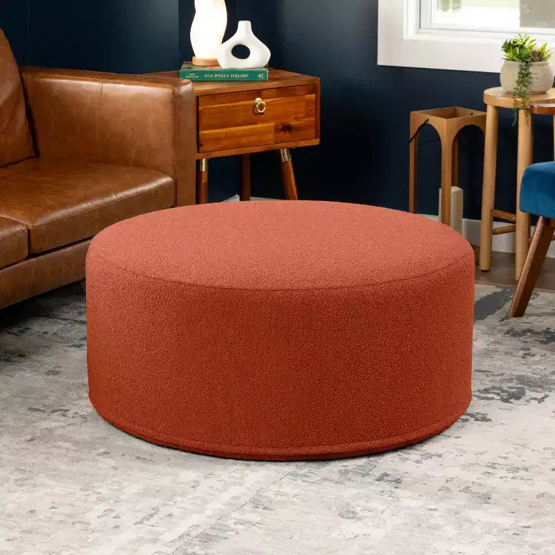 Jaxx Candler Round Couch Ottoman - Oversized Giant Coffee Table & Foot Rest