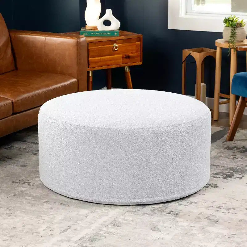 Jaxx Candler Round Couch Ottoman - Oversized Giant Coffee Table & Foot Rest