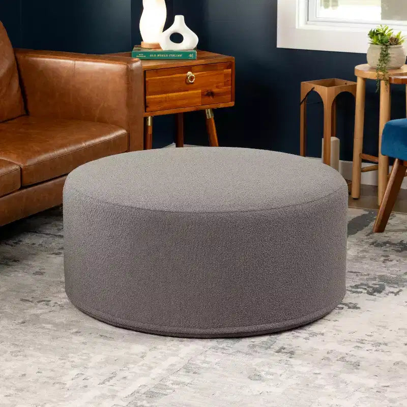 Jaxx Candler Round Couch Ottoman - Oversized Giant Coffee Table & Foot Rest