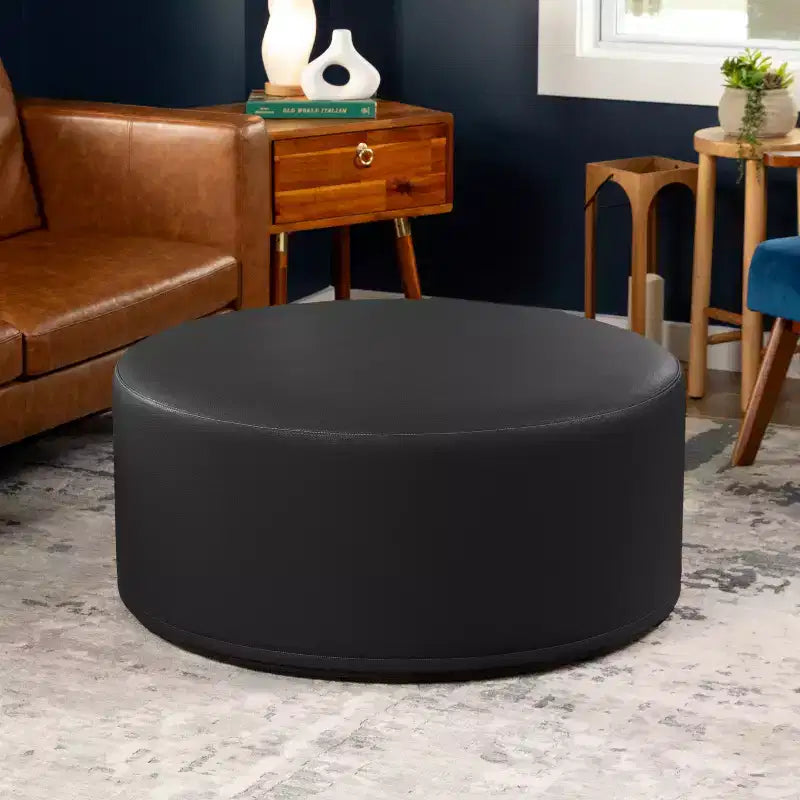 Jaxx Candler Round Couch Ottoman - Oversized Giant Coffee Table & Foot Rest