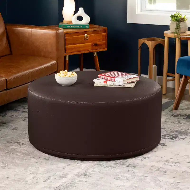 Jaxx Candler Round Couch Ottoman - Oversized Giant Coffee Table & Foot Rest