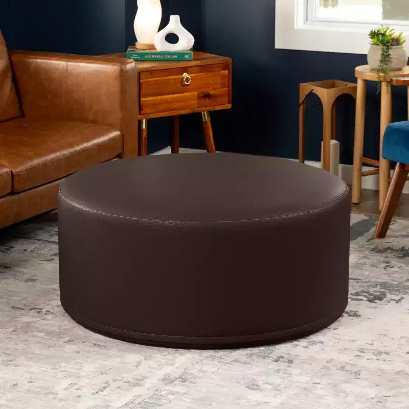Jaxx Candler Round Couch Ottoman - Oversized Giant Coffee Table & Foot Rest