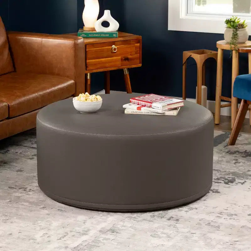 Jaxx Candler Round Couch Ottoman - Oversized Giant Coffee Table & Foot Rest