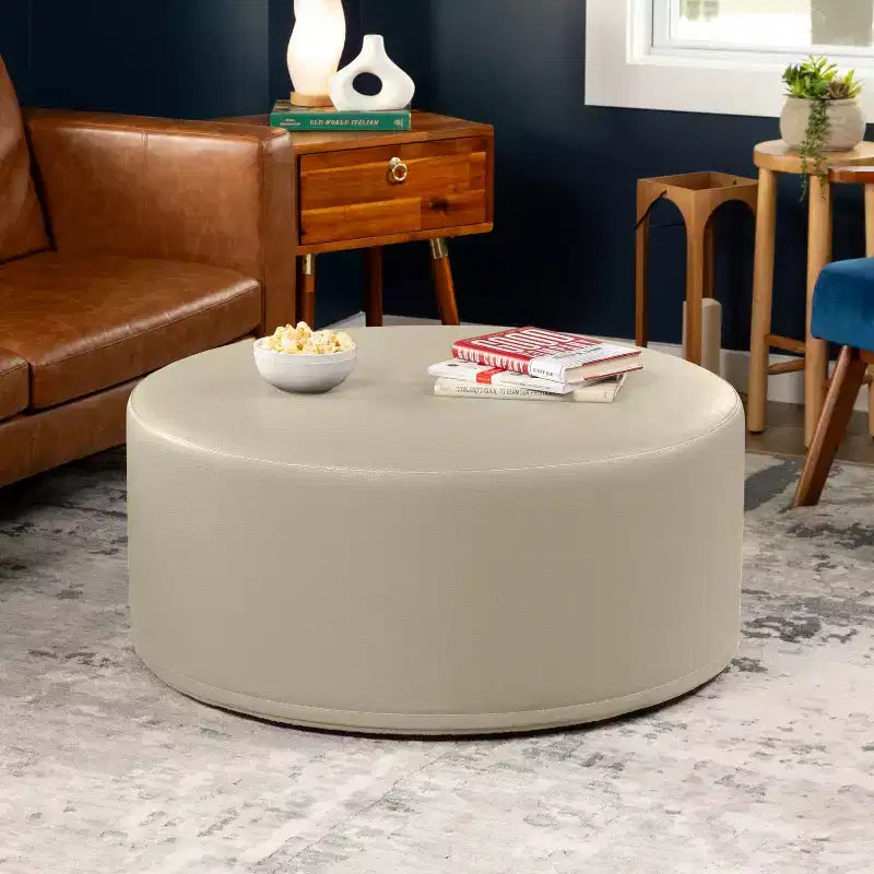 Jaxx Candler Round Couch Ottoman - Oversized Giant Coffee Table & Foot Rest