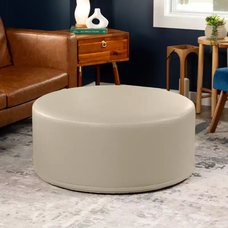 Jaxx Candler Round Couch Ottoman - Oversized Giant Coffee Table & Foot Rest