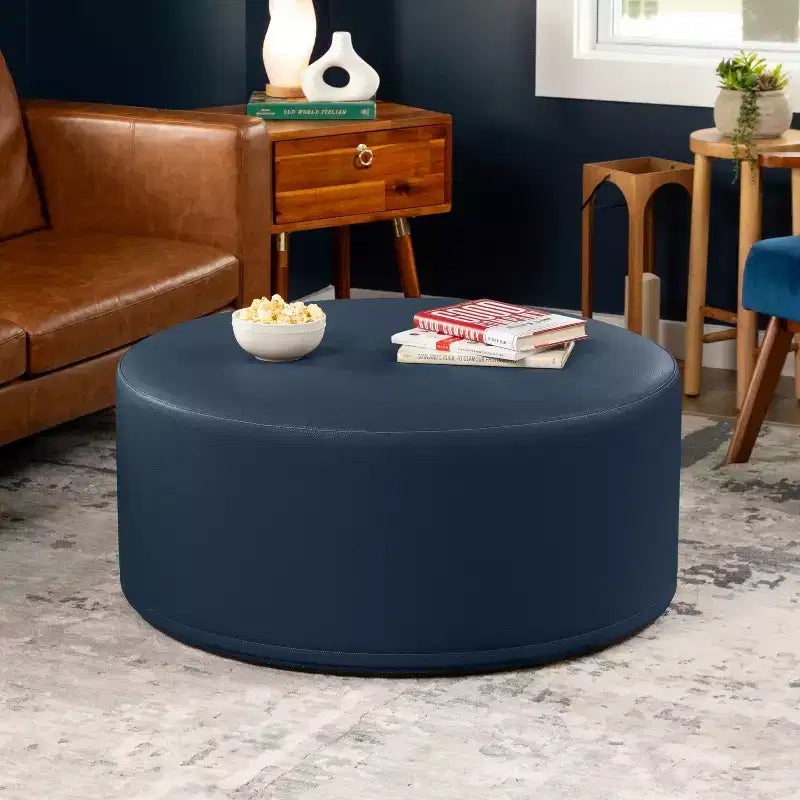 Jaxx Candler Round Couch Ottoman - Oversized Giant Coffee Table & Foot Rest