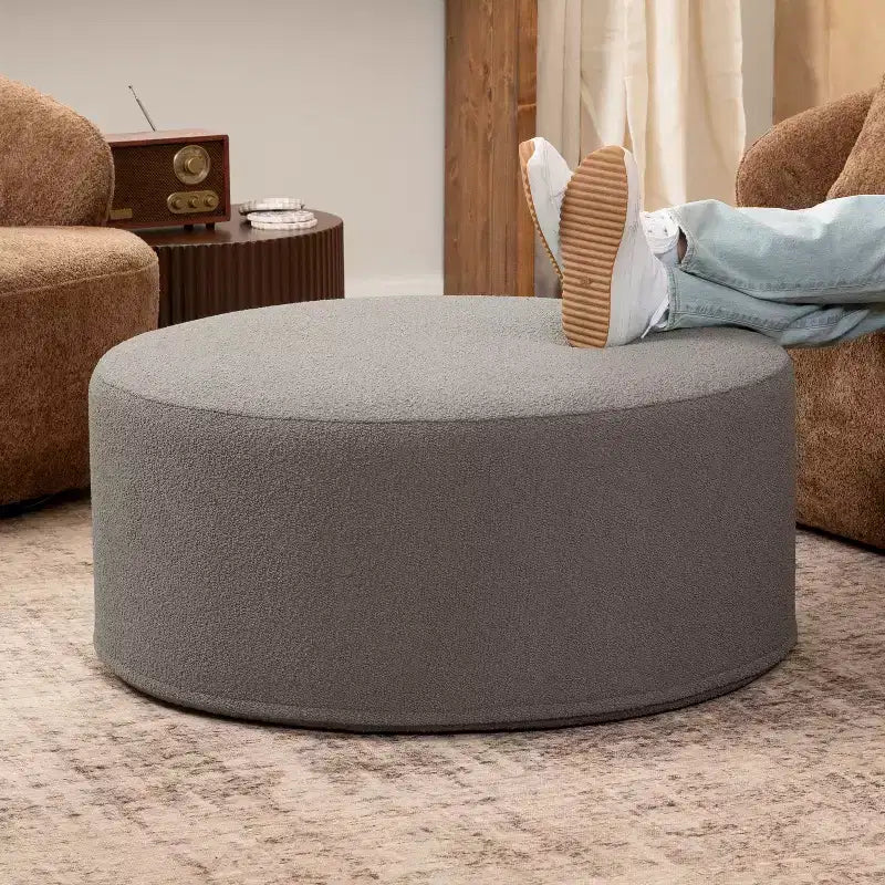 Jaxx Candler Round Couch Ottoman - Oversized Giant Coffee Table & Foot Rest