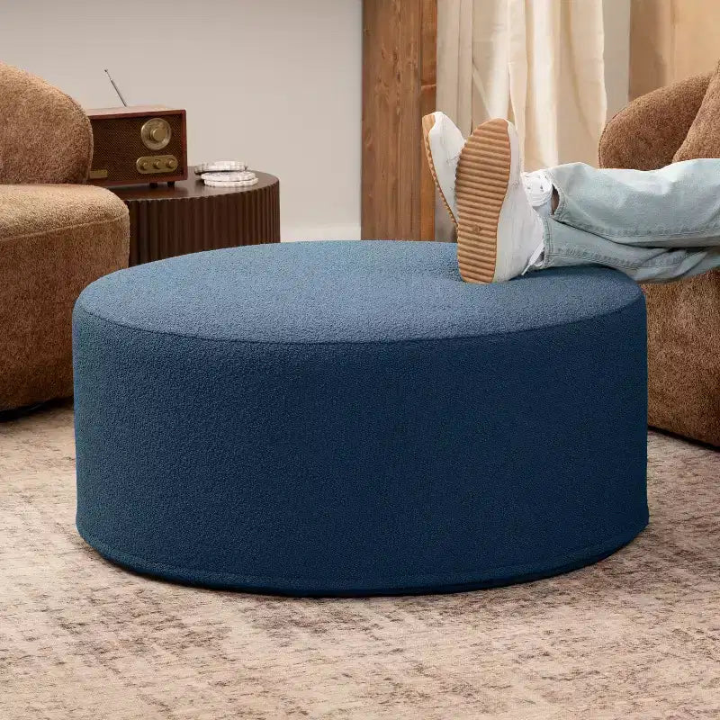 Jaxx Candler Round Couch Ottoman - Oversized Giant Coffee Table & Foot Rest