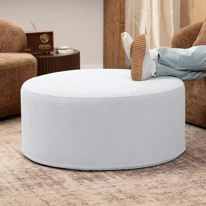 Jaxx Candler Round Couch Ottoman - Oversized Giant Coffee Table & Foot Rest