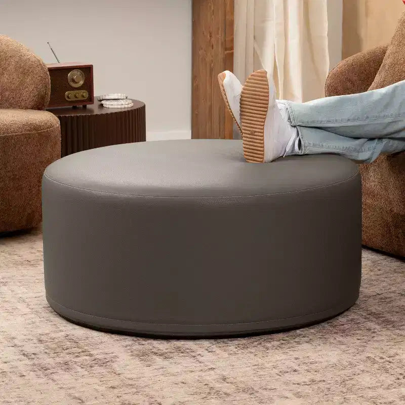 Jaxx Candler Round Couch Ottoman - Oversized Giant Coffee Table & Foot Rest