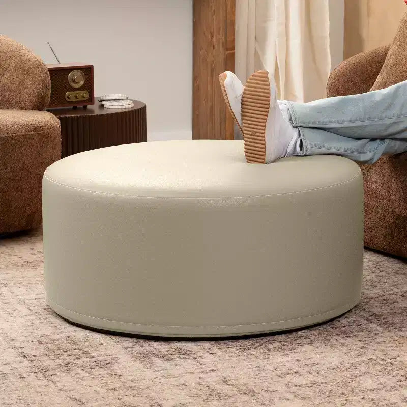 Jaxx Candler Round Couch Ottoman - Oversized Giant Coffee Table & Foot Rest