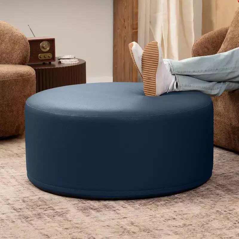 Jaxx Candler Round Couch Ottoman - Oversized Giant Coffee Table & Foot Rest