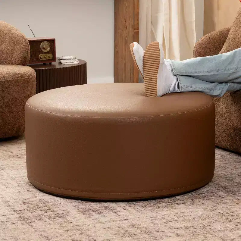 Jaxx Candler Round Couch Ottoman - Oversized Giant Coffee Table & Foot Rest