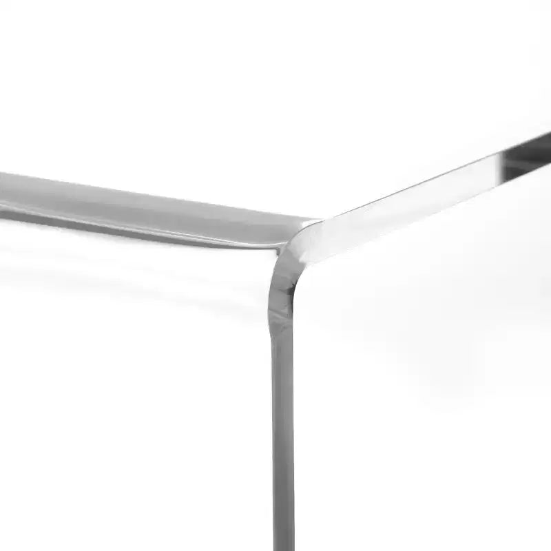 Bekrvio 15.8'' Clear Acrylic C Shaped Side Table with Stainless Steel Base,Double-Layer Modern Small End Table for Couch, Nightstand in Living Room