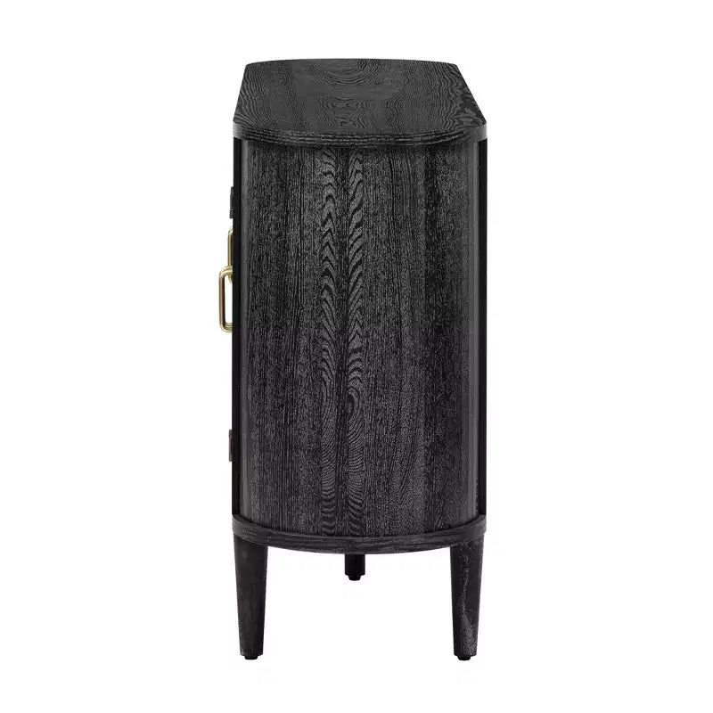 Farmhouse Storage Cabinet Sideboard Wood Buffet Accent Cabinet with Glass Doors & Adjustable Shelves, Black/Natural-ModernLuxe
