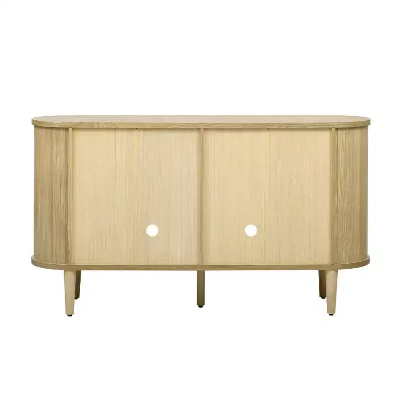 Farmhouse Storage Cabinet Sideboard Wood Buffet Accent Cabinet with Glass Doors & Adjustable Shelves, Black/Natural-ModernLuxe