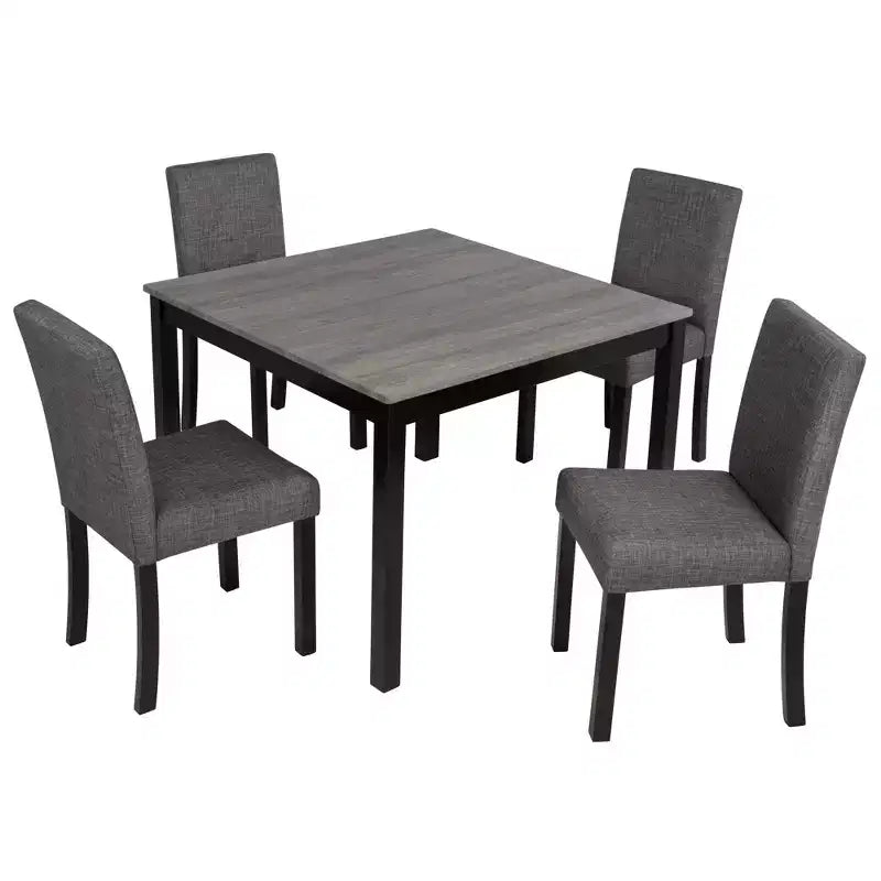 GDFStudio Tom 5 Piece Upholstered Wood Dining Set with 39 Square Table
