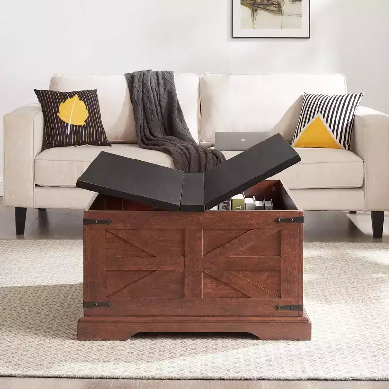 GDFStudio Alice 31.50 Square Storage Wood Coffee Table with Hinged Lift Top