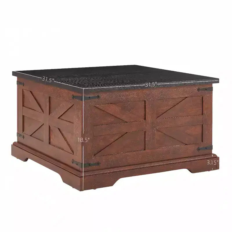 GDFStudio Alice 31.50 Square Storage Wood Coffee Table with Hinged Lift Top