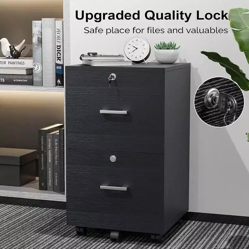 Karl Home 2-Drawer Black MDF 15.75in. W Vertical File Cabinet