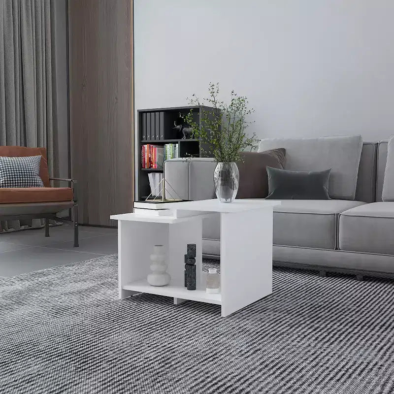 Okak 16.6 H Rectangle Modern Coffee Table with Open Lower Shelf for Home Office Storage for Living Room/Office, Space-Saving