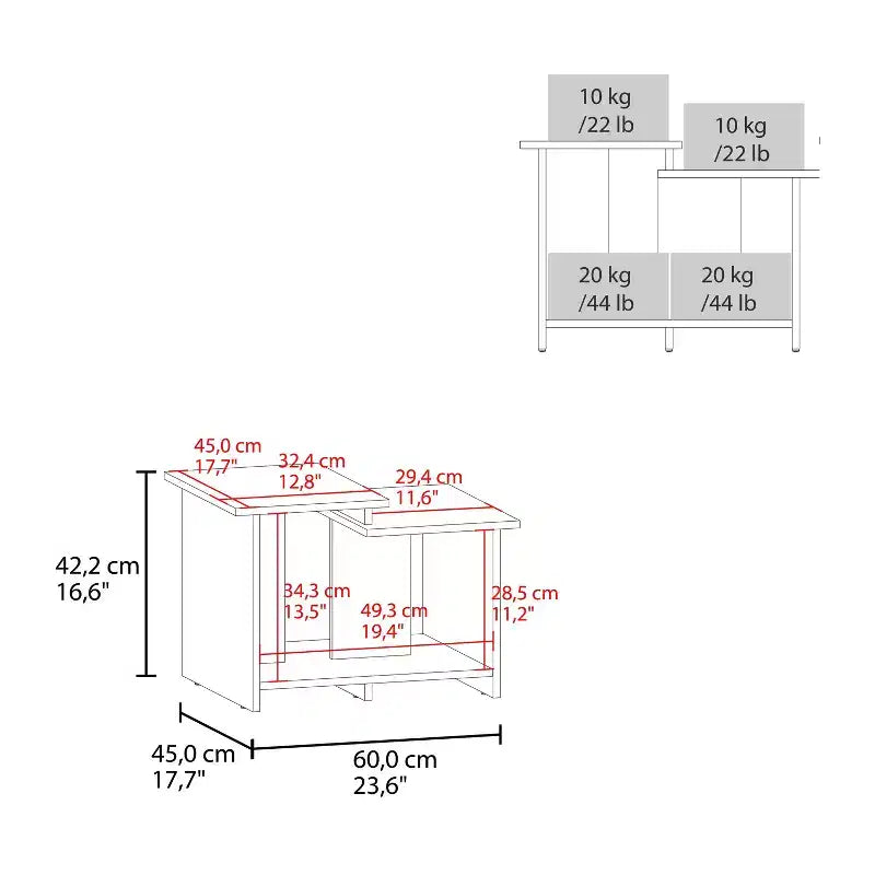 Okak 16.6 H Rectangle Modern Coffee Table with Open Lower Shelf for Home Office Storage for Living Room/Office, Space-Saving