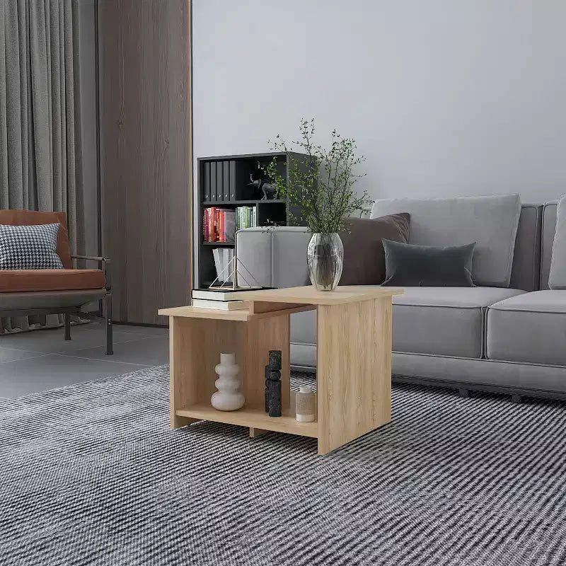 Okak 16.6 H Rectangle Modern Coffee Table with Open Lower Shelf for Home Office Storage for Living Room/Office, Space-Saving