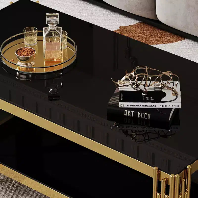 Okak Rectangle/Square Coffee Table with Tempered Glass Top and Steel Frame for Living Room/Office, Space-Saving