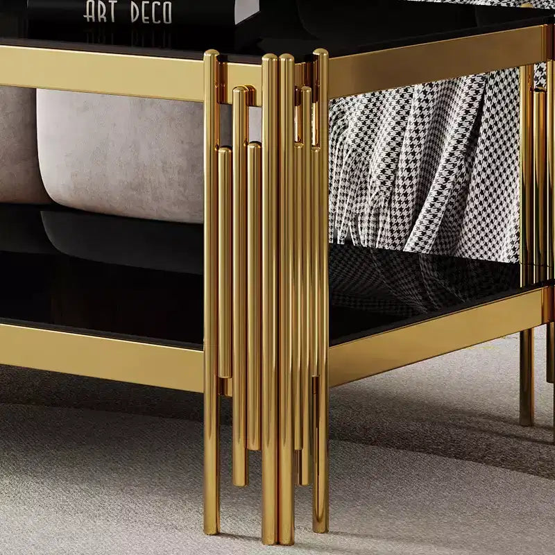 Okak Rectangle/Square Coffee Table with Tempered Glass Top and Steel Frame for Living Room/Office, Space-Saving