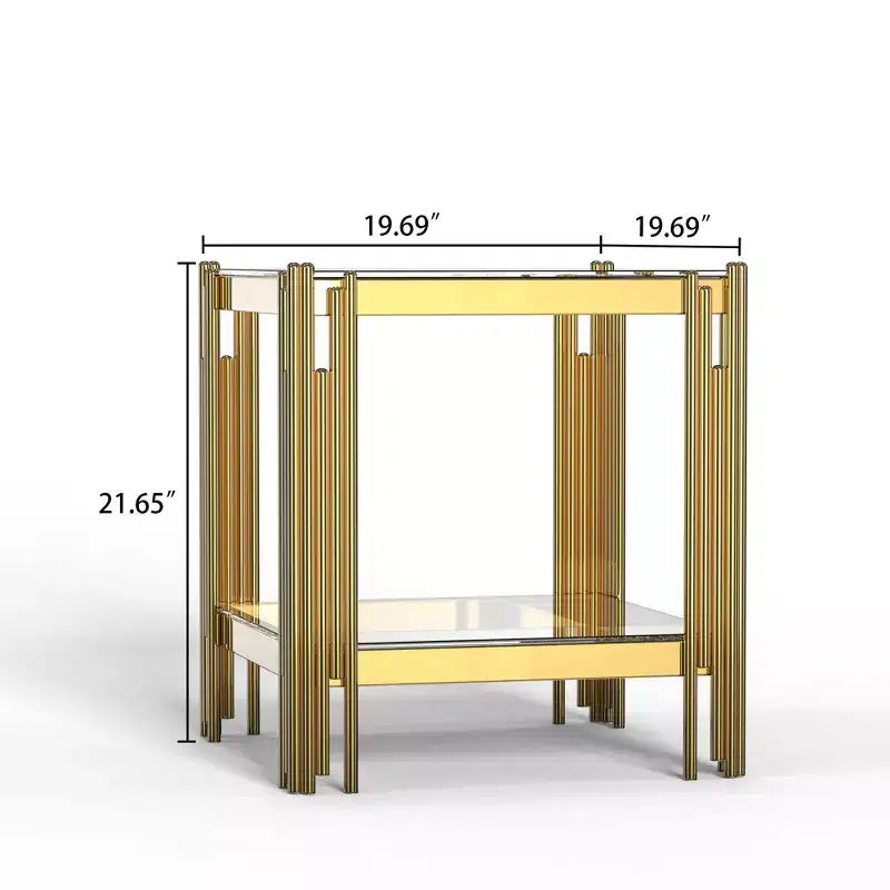 Okak Rectangle/Square Coffee Table with Tempered Glass Top and Steel Frame for Living Room/Office, Space-Saving