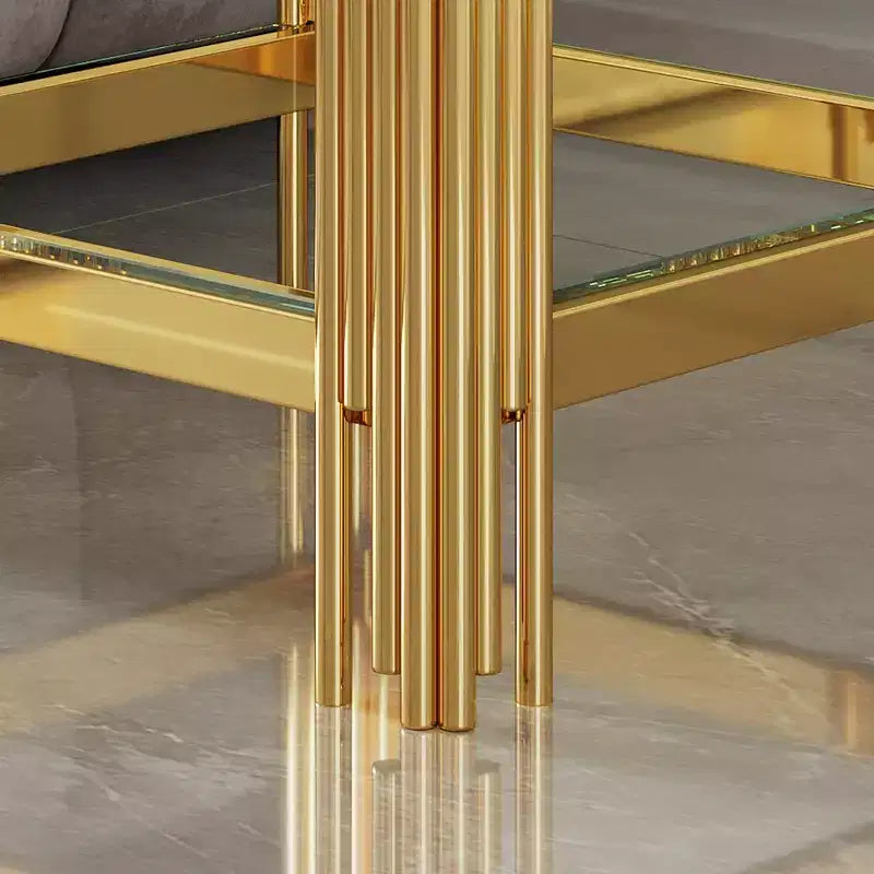 Okak Rectangle/Square Coffee Table with Tempered Glass Top and Steel Frame for Living Room/Office, Space-Saving