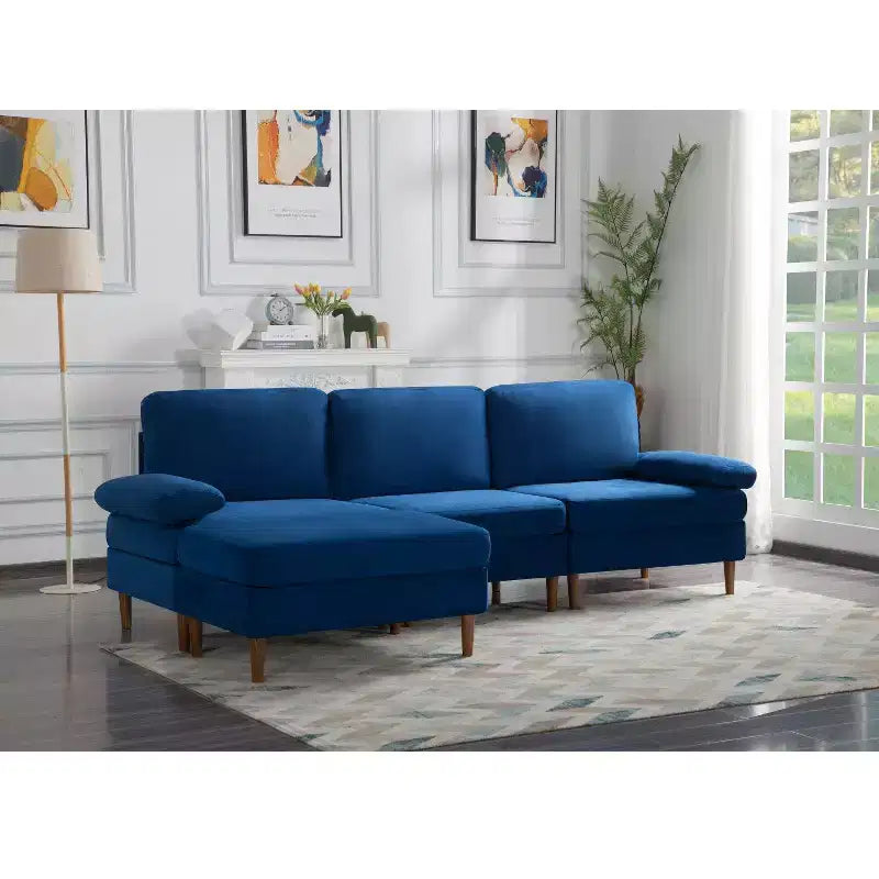 MAYEERTY 102 Convertible Sectional Sofa Solid Wood & Iron Frame, Removable Washable Covers, Anti-Slip Feet, 3 Colors