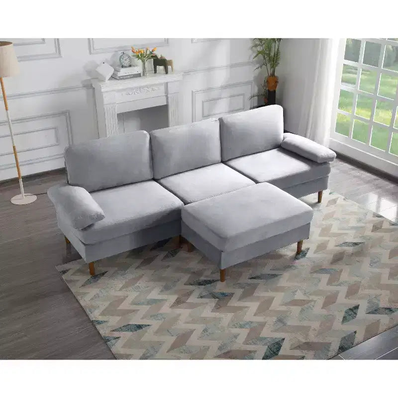 MAYEERTY 102 Convertible Sectional Sofa Solid Wood & Iron Frame, Removable Washable Covers, Anti-Slip Feet, 3 Colors