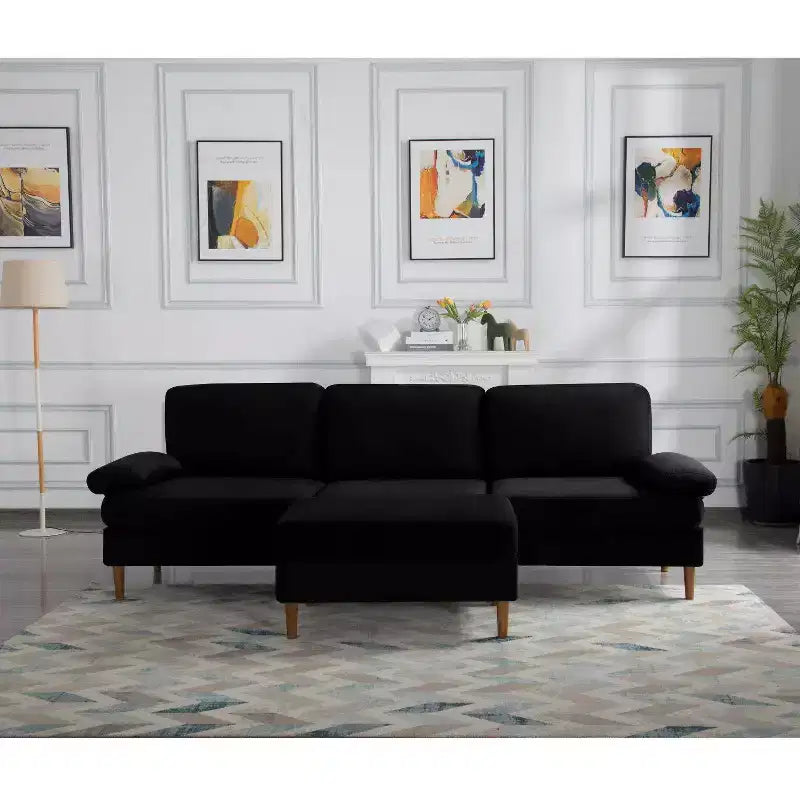 MAYEERTY 102 Convertible Sectional Sofa Solid Wood & Iron Frame, Removable Washable Covers, Anti-Slip Feet, 3 Colors