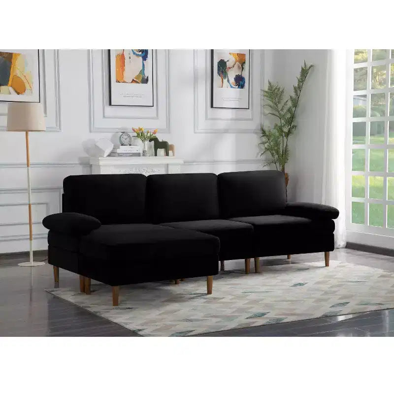 MAYEERTY 102 Convertible Sectional Sofa Solid Wood & Iron Frame, Removable Washable Covers, Anti-Slip Feet, 3 Colors