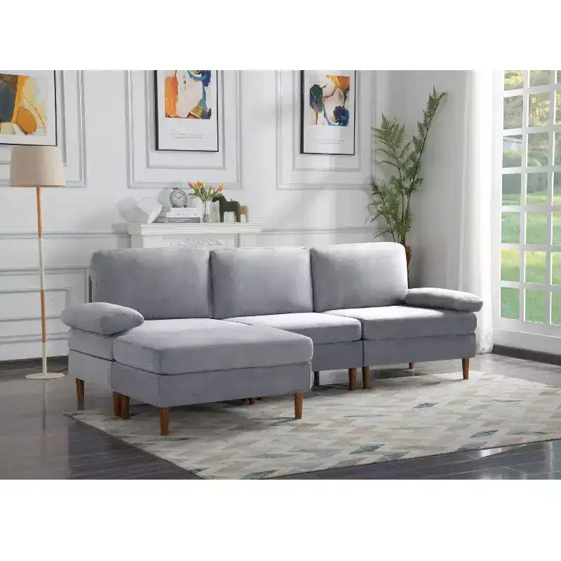 MAYEERTY 102 Convertible Sectional Sofa Solid Wood & Iron Frame, Removable Washable Covers, Anti-Slip Feet, 3 Colors