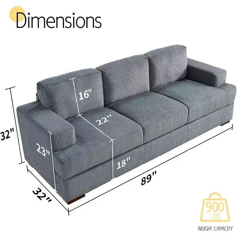 AMERLIFE Comfy Couch with Deep Seat& Wood Legs, Upholstered Sofa for Living Room