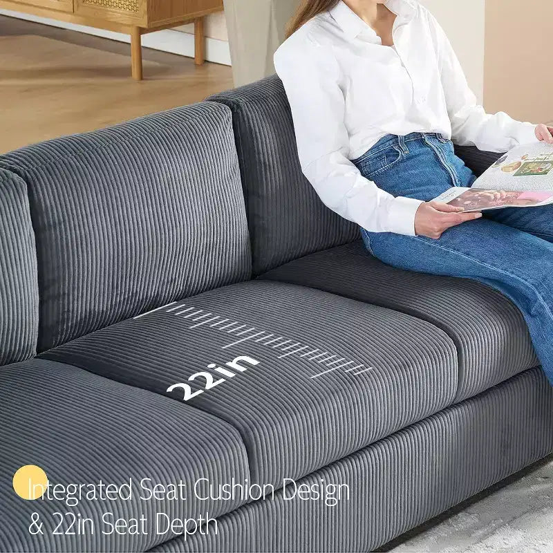 AMERLIFE Comfy Couch with Deep Seat& Wood Legs, Upholstered Sofa for Living Room