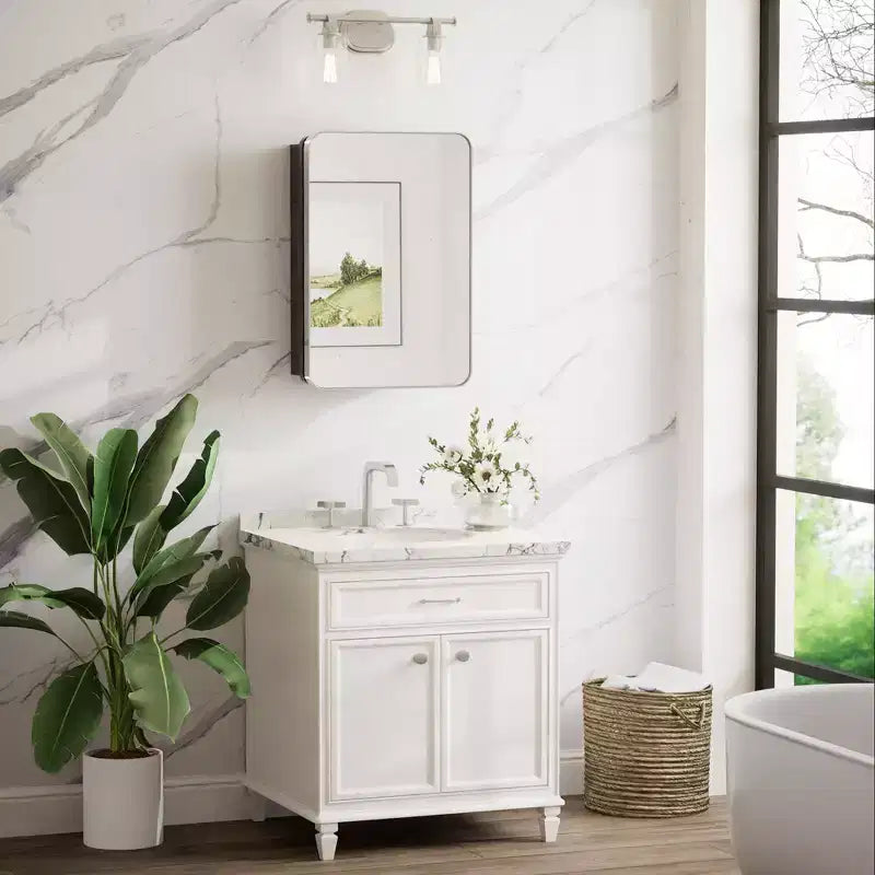 Keonjinn Metal Framed Rectangular Framed Recessed/Surface Mount Medicine Cabinet with Mirror