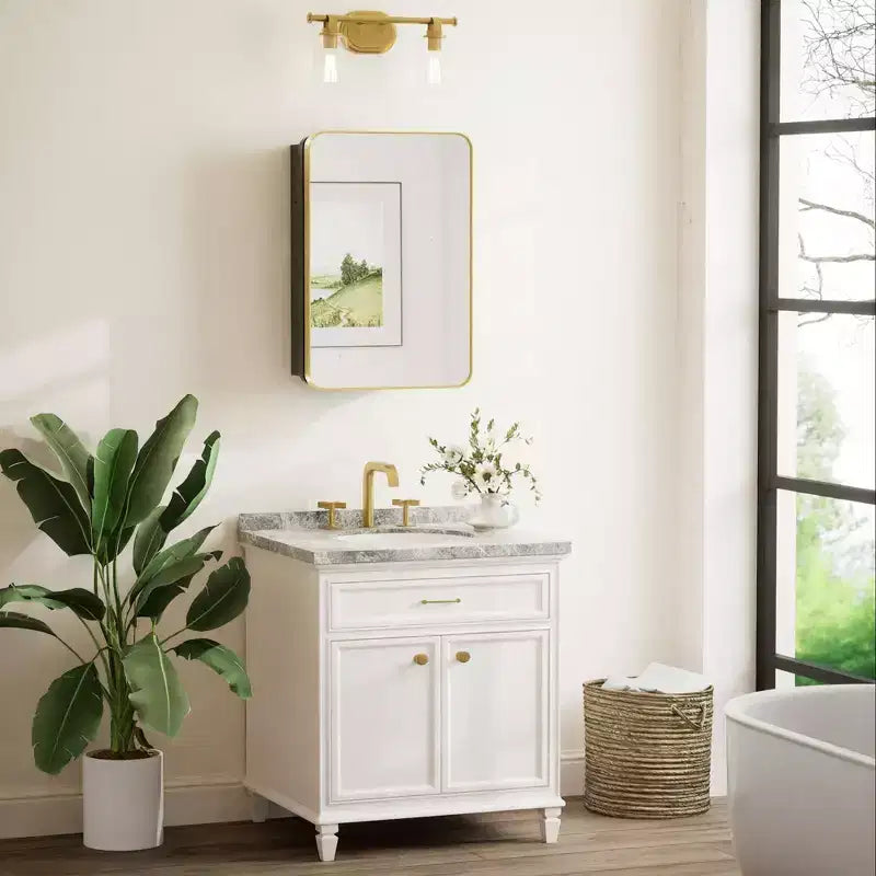 Keonjinn Metal Framed Rectangular Framed Recessed/Surface Mount Medicine Cabinet with Mirror