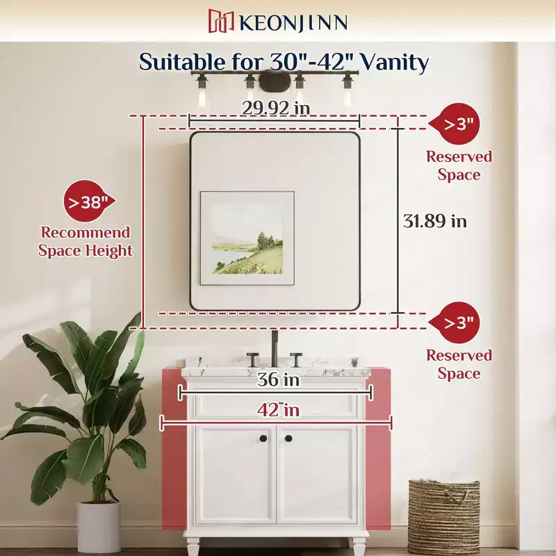 Keonjinn Metal Framed Rectangular Framed Recessed/Surface Mount Medicine Cabinet with Mirror